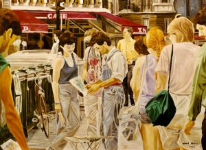 l‘aqureliste - huile sur toile de gerard netter